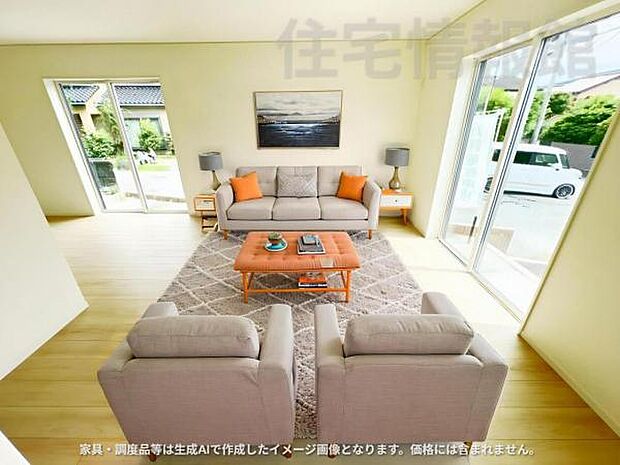 家族団らんの場所としてゆったりと居心地の良いリビングです。