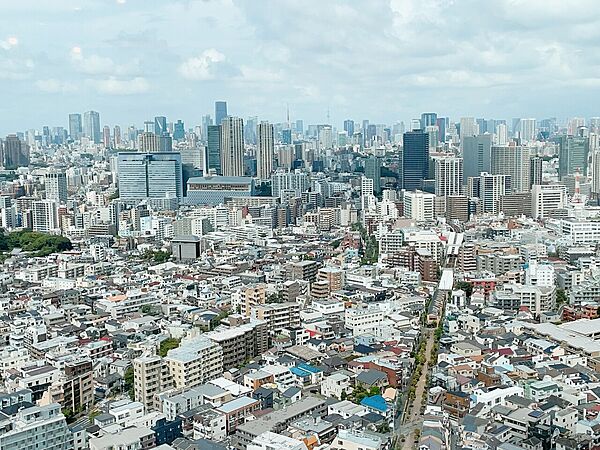 青空の下に広がる、武蔵小山の街並み。遠くまで見渡せるシティビューが、日常に開放感を与えてくれます。