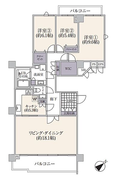 ◇◆間取り図◆◇導線もしっかりと取れている間取りかつ、WIC含む全居室収納を完備！自由度の高い家具の配置が叶う♪広さと住み心地のクオリティが充実した3LDKです♪綺麗なお部屋で新生活が始められます！