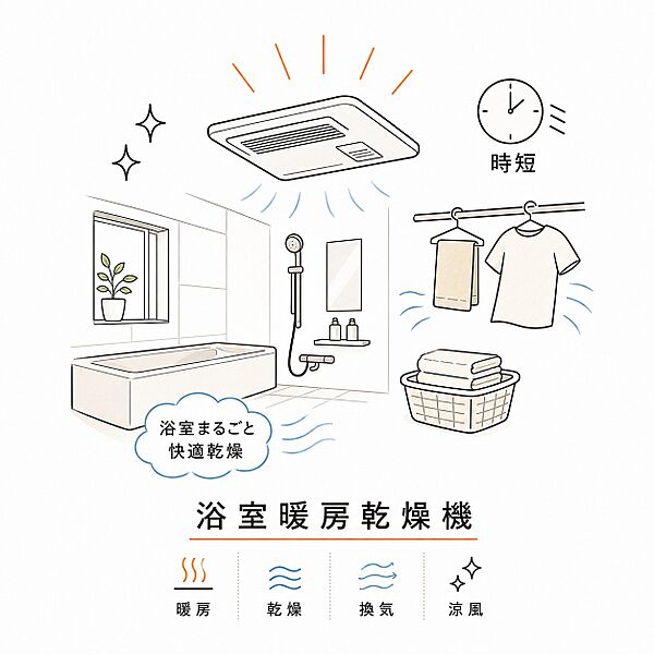 ◇◆浴室乾燥機あり◆◇天候に左右されることなくお洗濯物が乾かせるため、家事効率が良い♪浴室は湿気がたまりやすい場所のため、乾燥機能を使ってカビの発生をしにくくできるのも、掃除が楽になって助かります♪