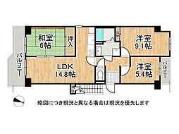 ベルヴェデールイトーピア武庫川マンション 3LDKの間取図画像