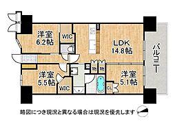 リビオ尼崎STATIONCITY 3LDKの間取図画像