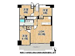 シャルマンコーポ西宮東 3LDKの間取図画像