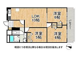 伊丹ダイヤハイツ 3LDKの間取図画像