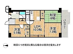 日商岩井野里マンション 3LDKの間取図画像