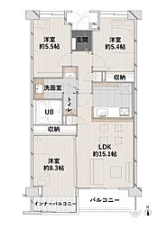北新宿パークハイツ 3LDKの間取り