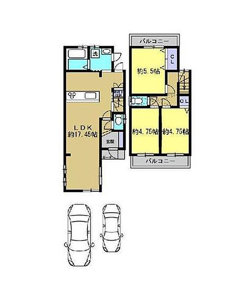 【間取り図】ご家族で使いやすい3LDKの間取りです。日当たりや風通しもいいお部屋になっております。