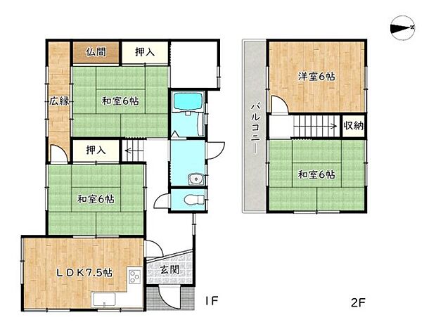 揖保郡太子町福地／中古戸建(4LDK)の間取り