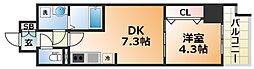 プレサンス神戸セレスティア 11階1DKの間取り