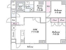 ヴァンテ・アン神楽坂 3階2LDKの間取り
