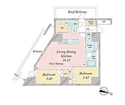 ドゥーエ早稲田 10階2LDKの間取り