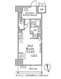 ザ・パークハビオ神楽坂レジデンスSouth 7階ワンルームの間取り