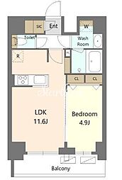 S-RESIDENCE新宿早稲田avelis 6階1LDKの間取り