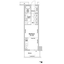飯田橋ガーデンフラッツ 7階ワンルームの間取り