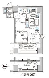 パークアクシス神楽坂・早稲田通り 9階1LDKの間取り