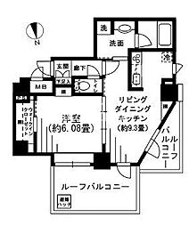 グランステューディオ市ヶ谷薬王寺壱番館 3階1LDKの間取り