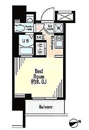 レジディア市谷薬王寺 11階ワンルームの間取り