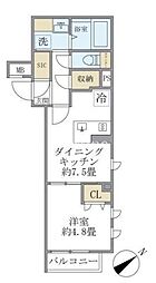 コンポジット早稲田鶴巻町 2階1DKの間取り