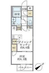 コンポジット早稲田鶴巻町 3階1DKの間取り