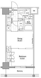 ザ・パークハビオ早稲田 8階1DKの間取り