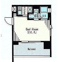 レジディア市谷薬王寺 2階1Kの間取り
