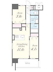 ROOTs Shinjuku Wakamatsucho 10階2LDKの間取り