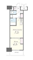 ROOTs Shinjuku Wakamatsucho 12階1DKの間取り