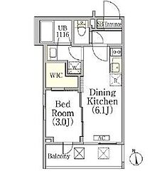 イプセ神楽坂 2階1LDKの間取り