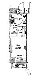 ルフレプレミアム神楽坂 4階1Kの間取り