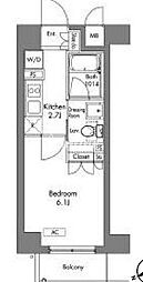 プラウドフラット神楽坂 3階1Kの間取り