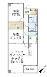グランマルジュ市ヶ谷 2LDKの間取図画像