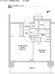 プライムアーバン神楽坂 1LDKの間取図画像