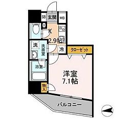 アオイレジデンス早稲田 1Kの間取図画像