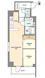 レクシード神楽坂 2LDKの間取図画像