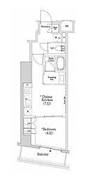 ザ・パークハビオSOHO市谷左内町 1DKの間取図画像