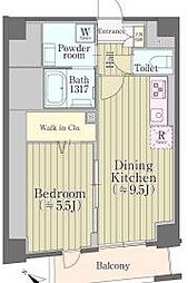 レジデンス西早稲田 1LDKの間取図画像
