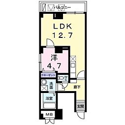 フレスクーラ神楽坂 1LDKの間取図画像
