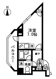 レジディア中落合-A ワンルームの間取図画像