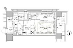 パークスフイア牛込神楽坂 1LDKの間取図画像
