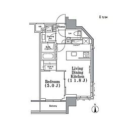 PARKHABIO飯田橋 1LDKの間取図画像