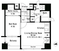 パークアクシス神楽坂ステージ 1LDKの間取図画像