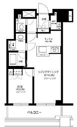 プラウドタワー千代田富士見 1LDKの間取図画像