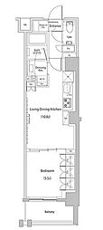 ザ・パークハビオ文京江戸川橋 1LDKの間取図画像