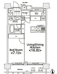Primal新宿若松町 1LDKの間取図画像