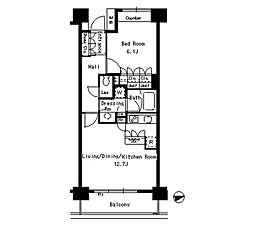 パークアクシス文京ステージ 1LDKの間取図画像