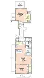 CRESTCOURT新宿山吹町 2LDKの間取図画像