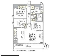 ザ・パークハビオ神楽坂レジデンスSouth 3LDKの間取図画像