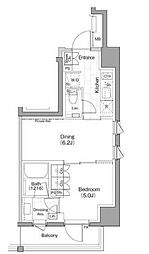 ザ・パークハビオ早稲田 1DKの間取図画像