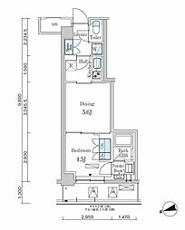 PARKAXIS市谷左内町 1LDKの間取図画像