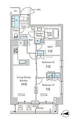 ParkAxis市谷加賀町 2LDKの間取図画像
